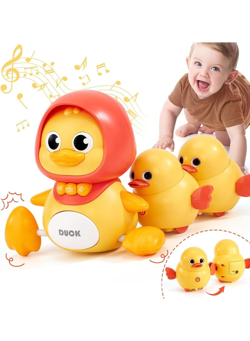 3 Pcs Musical Duck Crawling Baby Toys Set with Music & Light for Baby 6 to 12 Months, Crawling Baby Toys Early Learning Educational Toy - Image 1