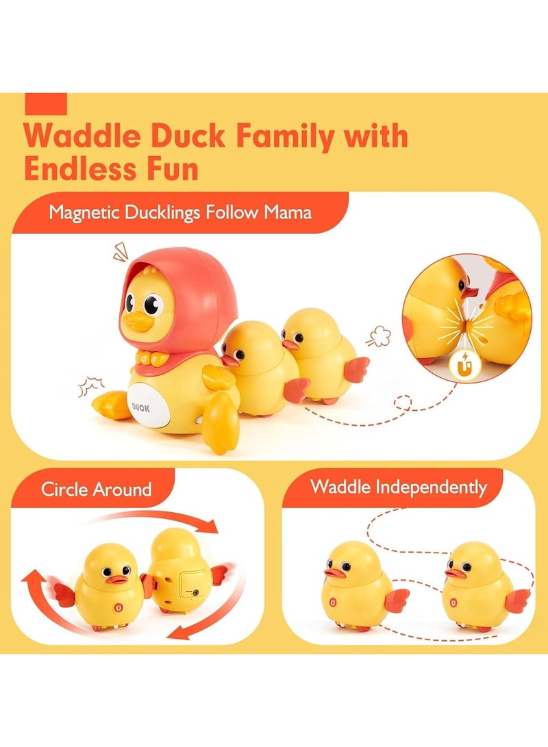 3 Pcs Musical Duck Crawling Baby Toys Set with Music & Light for Baby 6 to 12 Months, Crawling Baby Toys Early Learning Educational Toy - Image 2