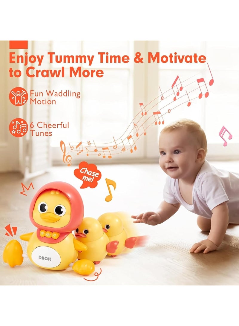 3 Pcs Musical Duck Crawling Baby Toys Set with Music & Light for Baby 6 to 12 Months, Crawling Baby Toys Early Learning Educational Toy - Image 3