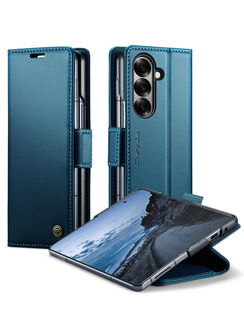 CaseMe For Samsung Galaxy Z Fold 7 Cover, PU Leather Flip Cover with Card Holder, RFID Blocking Magnetic Closure, Foldable Stand, Shockproof Wallet Case - Image 1