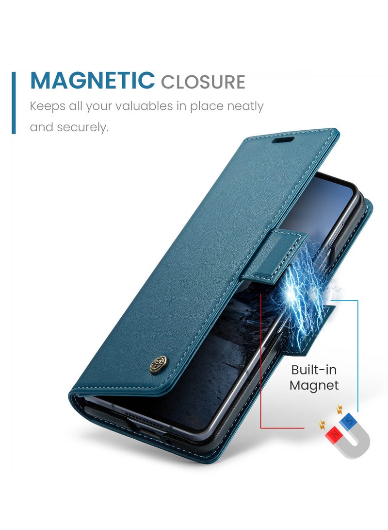 CaseMe For Samsung Galaxy Z Fold 7 Cover, PU Leather Flip Cover with Card Holder, RFID Blocking Magnetic Closure, Foldable Stand, Shockproof Wallet Case - Image 3
