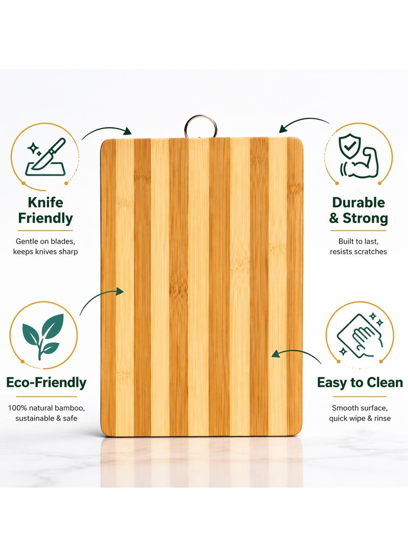 CHEEMAISTIC Premium Bamboo Wooden Cutting Board with Handle – Durable Chopping Board for Kitchen, Knife Friendly Surface, Multipurpose Serving & Food Prep Board, Easy to Clean & Space Saving Design - Image 3