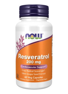 now Natural Resveratrol 200 Mg With Red Wine Extract 60 Veg Capsules  - Image 1