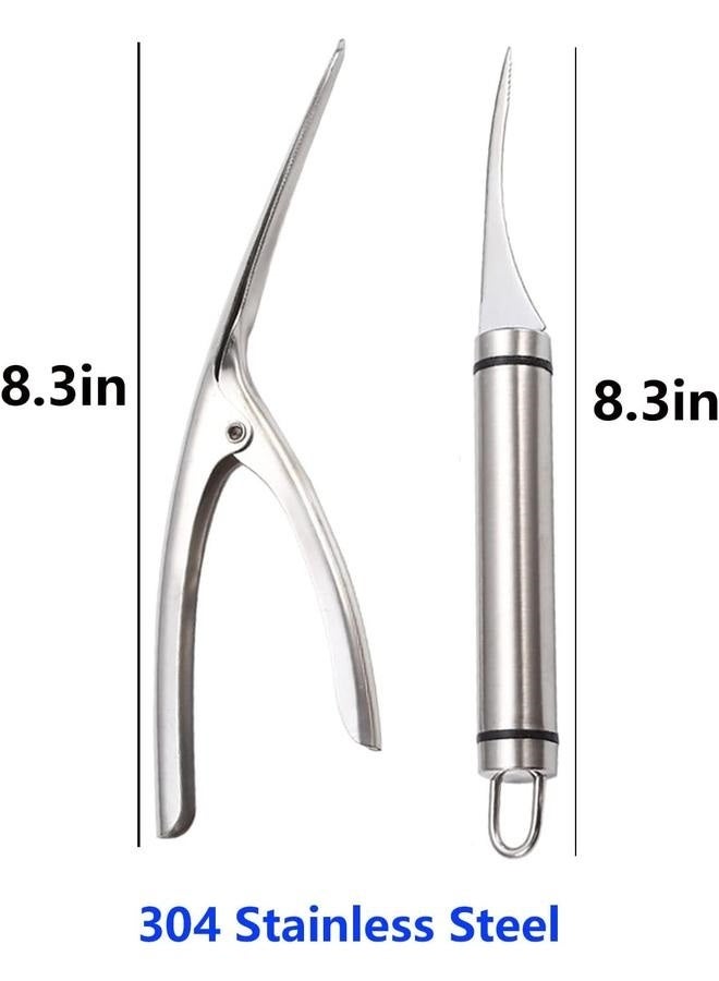 (2 Pack) Stainless Steel Shrimp Line Knife+ Shrimp Peeler, Shrimp line tool Easily Remove Fish Scales shrimp shells Feather for Kitchen Tools (2021 Newest)  - Image 2