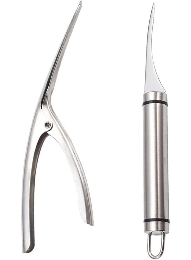 (2 Pack) Stainless Steel Shrimp Line Knife+ Shrimp Peeler, Shrimp line tool Easily Remove Fish Scales shrimp shells Feather for Kitchen Tools (2021 Newest)  - Image 1