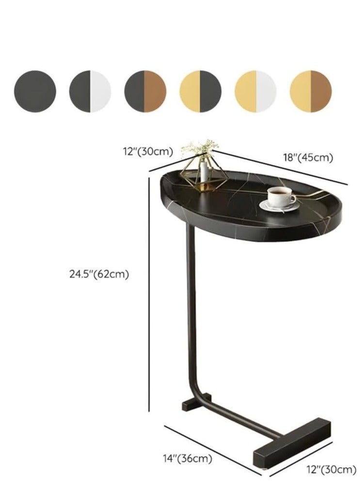 Y&D طاولة جانبية صغيرة على شكل C لطاولة نهاية للكنبة والسرير، طاولة تلفاز بإطار معدني للكنبة، غرفة المعيشة، غرفة النوم - Image 2