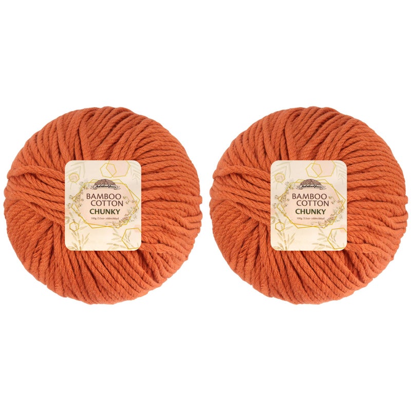 JubileeYarn Bamboo Cotton Chunky Yarn 100gBall Burnt Orange 2 Balls