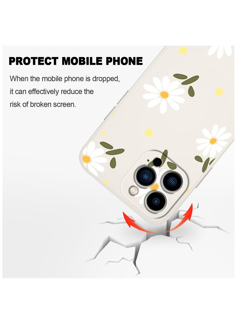 لغطاء iPhone 13 Pro Max بتصميم زهرة فراشة فضائية لطيفة، مع بطانة من الألياف الدقيقة الناعمة وهيكل سائل سيليكون رفيع. الغطاء متوفر باللون الأبيض. - Image 2
