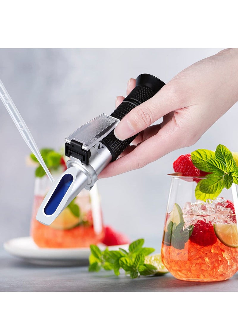 Brix Refractometer, Brix Meter Refractometer 0~32%, Handheld Brix Refractometer Sugar Content Test, Dual Scale, High Accurate Brix Measurement with Atc for Fruit Beverages  Juice - Image 2