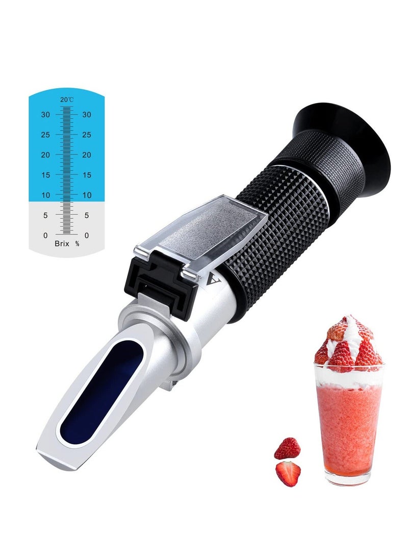 Brix Refractometer, Brix Meter Refractometer 0~32%, Handheld Brix Refractometer Sugar Content Test, Dual Scale, High Accurate Brix Measurement with Atc for Fruit Beverages  Juice - Image 1