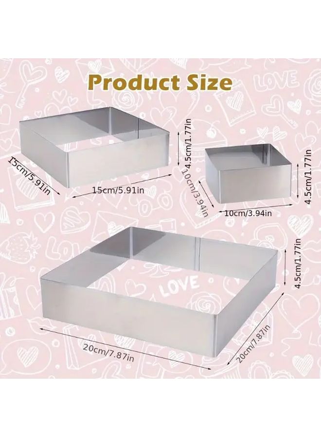 3 Pack Stainless Steel Cake Ring Molds Heavy Duty Baking Tiramisu Nonstick Easy Clean Dessert Tools - Image 3
