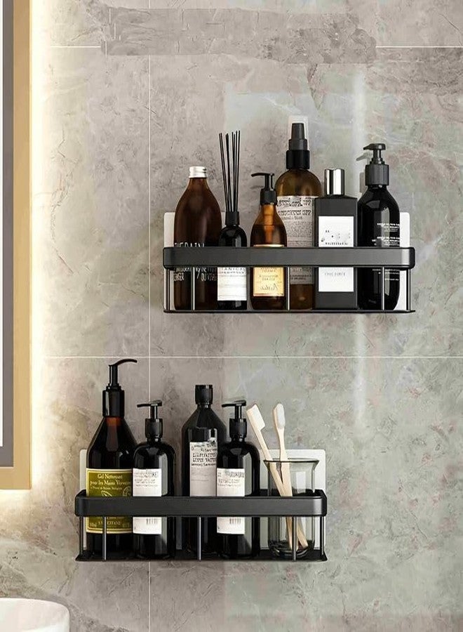 Oslen (Pack of 1 Self-Adhesive Multipurpose Wall Mounted Bathroom Shelf and Rack for Bathroom and Kitchen Plastic Bathroom Shelf for Wall, Bathroom Organiser Without Drill, Black - Image 4