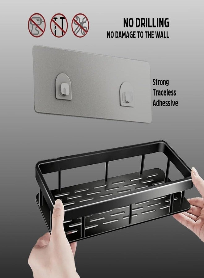 Oslen (Pack of 1 Self-Adhesive Multipurpose Wall Mounted Bathroom Shelf and Rack for Bathroom and Kitchen Plastic Bathroom Shelf for Wall, Bathroom Organiser Without Drill, Black - Image 3