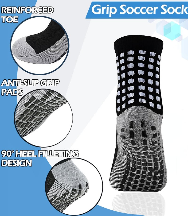 KMOLY Men's Grip Soccer Socksï¼Œ Shin Guardsï¼Œ2 Pair Shin Sleeves, 1 Pair Sleeves with Optimized lnsert Pocket Soccer Football Equipment Set for Men Women - Image 3