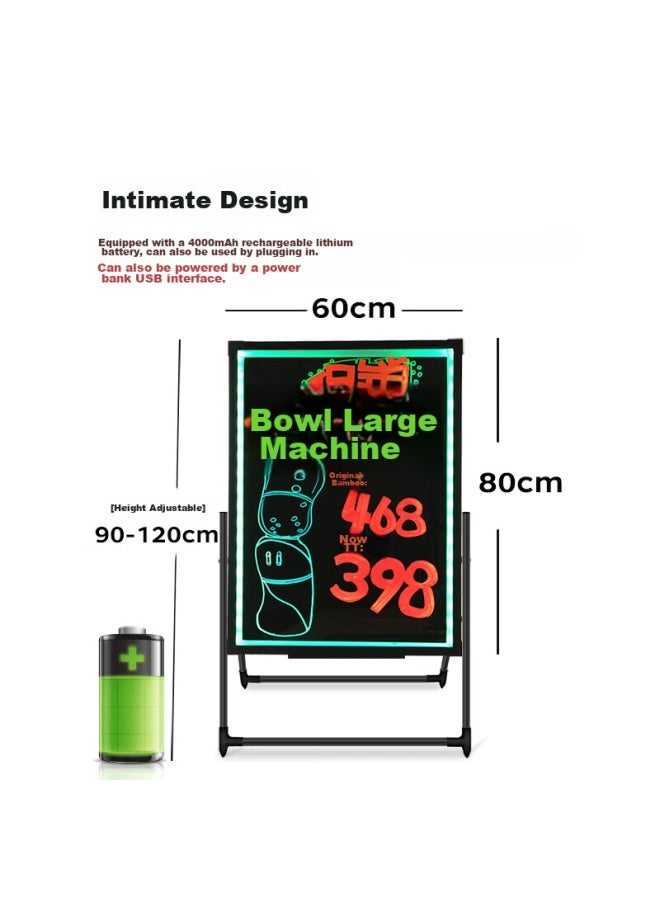 Cm Electronic Fluorescent Board, Advertising Board, Led Light-up Sign, Display Stand, Blackboard Stand, Rechargeable Model, Commercial Outdoor Signage, Street Vending, Night Market, Handwritten Fluorescent Screen - Image 1