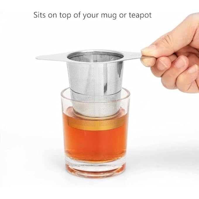 Khazna Stainless Steel Tea Infuser Premium Tea Strainer With Two Handles  Large Capacity For Loose Tea Leaf Classic Metal Mesh Tea Filter For Cups Mugs Teapots - Image 4