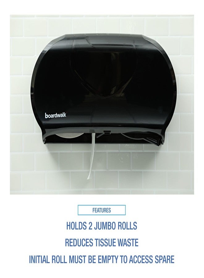 Boardwalk BWK1529 Jumbo Twin Toilet Tissue Dispenser, 20.25 x 12.25, Black - Image 5