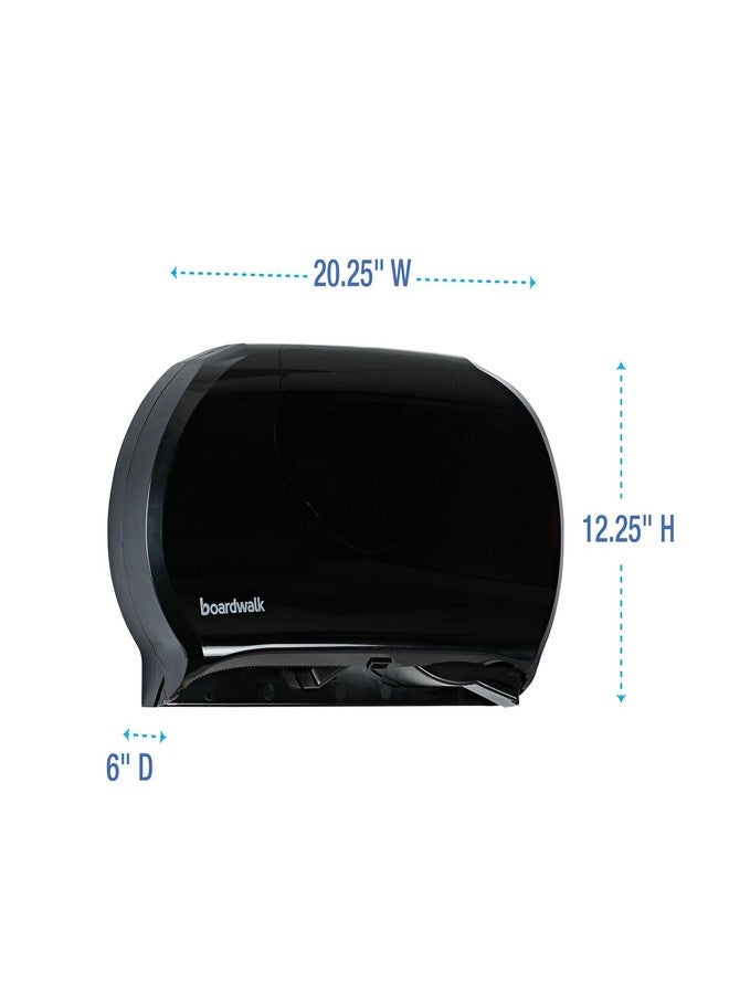 Boardwalk BWK1529 Jumbo Twin Toilet Tissue Dispenser, 20.25 x 12.25, Black - Image 3