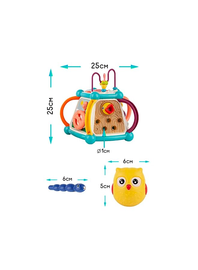 vesus & Toddler Learning Education Montessori Trevel Toy Shape Sorting Box 7in1 - Activity Cube 6-12-24 months with Beads, Sound, Music, Sensory Toys - Baby Essentials & Birthday Gifts for Girls & Boy - Image 2