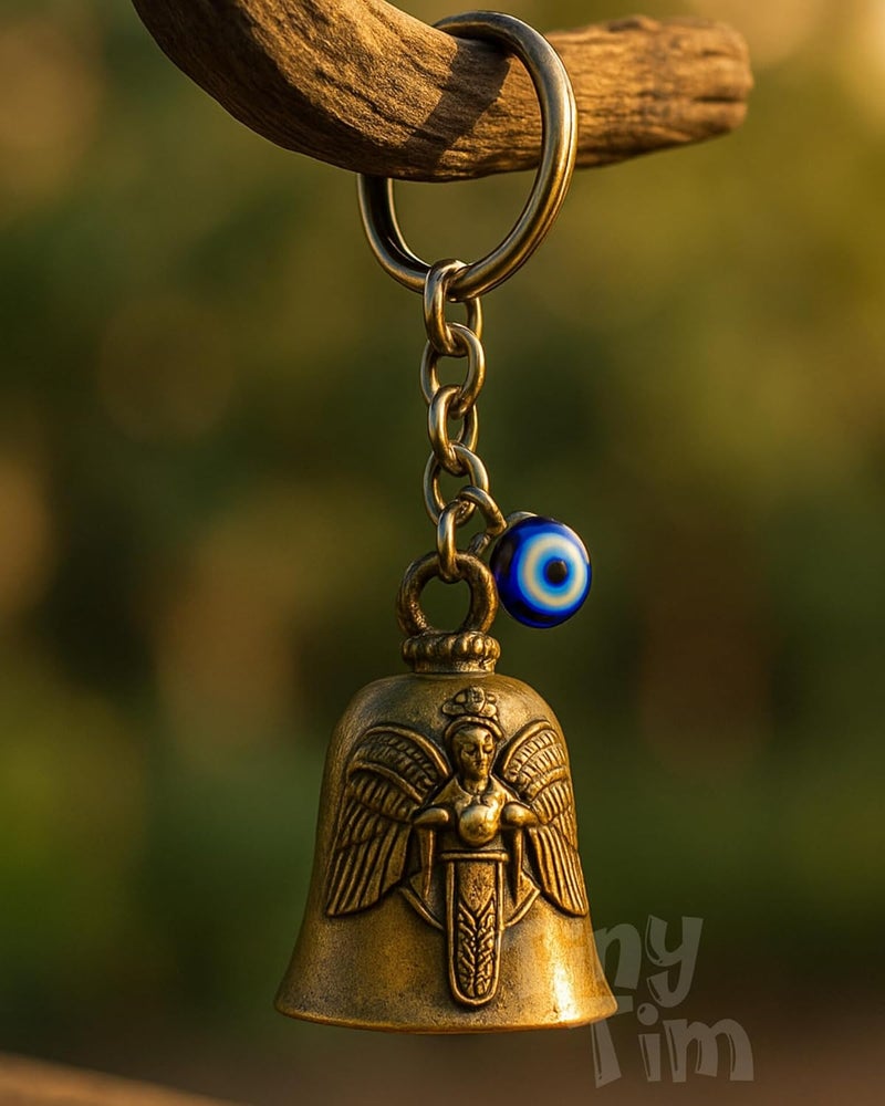 Tiny Tim Store Guardian Bell with Evil Eye Charm – Protective Motorcycle & Car Accessory – Tibetan-Inspired Design – Wards Off Negative Energy – Ideal Gift for Bikers & Travelers - Image 5