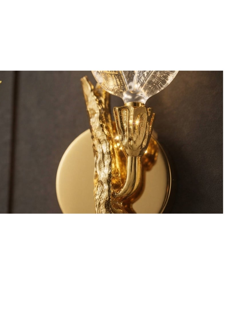 Modern Crystal Leaf Wall Sconce, Gold Finish - Image 5