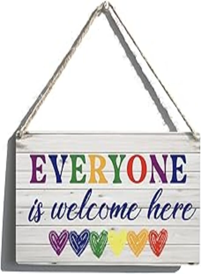 Generic Farmhouse Signs Gift Everyone is Welcome Here Wooden Hanging Sign Rustic Wall Art Home Decoration 12 x 6 Inches 