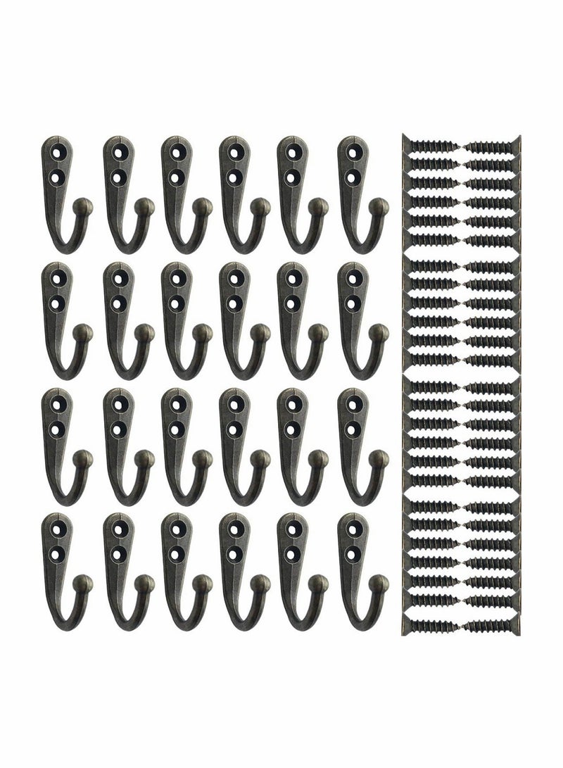 Coat Hook Bronze Vintage Wall Mounted Hook with Screws, No Scratch, for Hanging Coffee Cups, Jewelry, Key, Hat, Kitchen Towel Little Hook, Farmhouse Retro 24 Pcs - Image 1