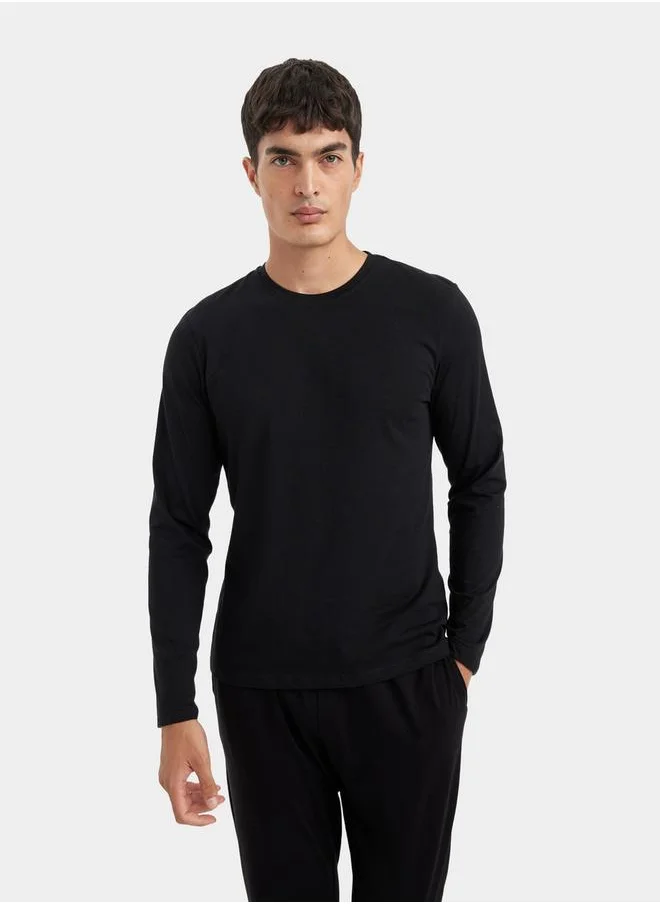 ديفاكتو Solid Slim Fit Crew Neck Pyjama Top