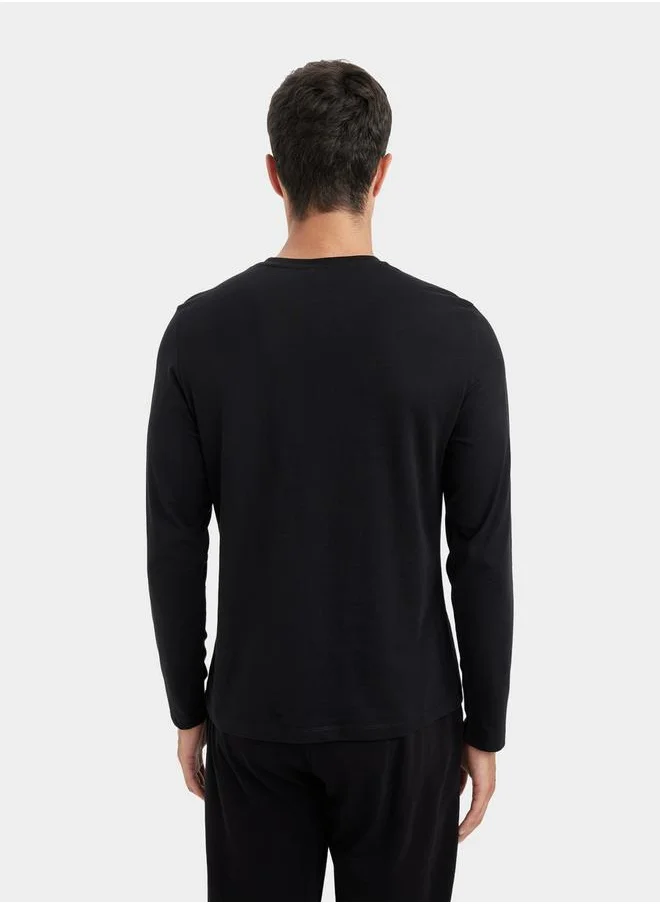 ديفاكتو Solid Slim Fit Crew Neck Pyjama Top