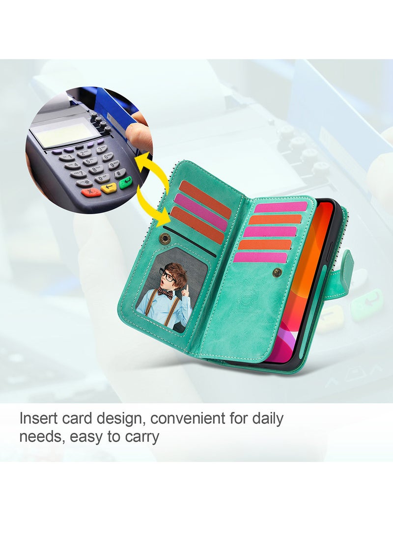 CATANES (for iPhone 12 Mini) Wallet Case Leather Cover, ID Credit Holder Folio Flip Wallet case with Unique Design White/Blue - Image 5