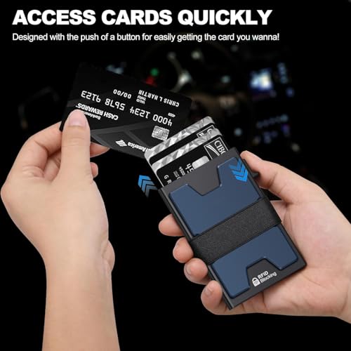 SEMORID Slim Aluminum Card Holder Wallet for Men, Durable Expandable Backplate, RFID Blocking Minimalist Metal Pop Up Wallet, Holds 12+ Cards Plus Cash - Image 3