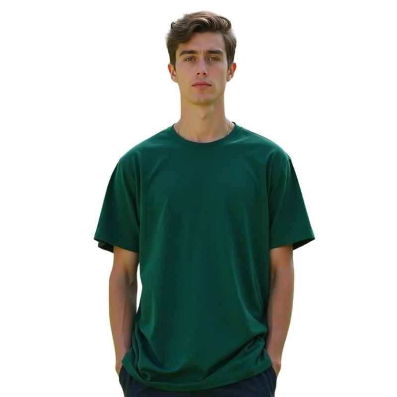 NOBERO Men's Solid Green Oversized T-Shirt
