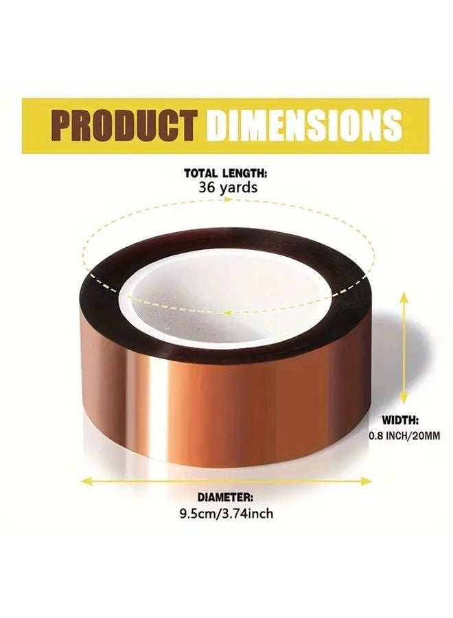 شريط بولي أميد حراري عالي الحرارة 20 مم 36 ياردة مقاوم للحرارة للتسامي - Image 3