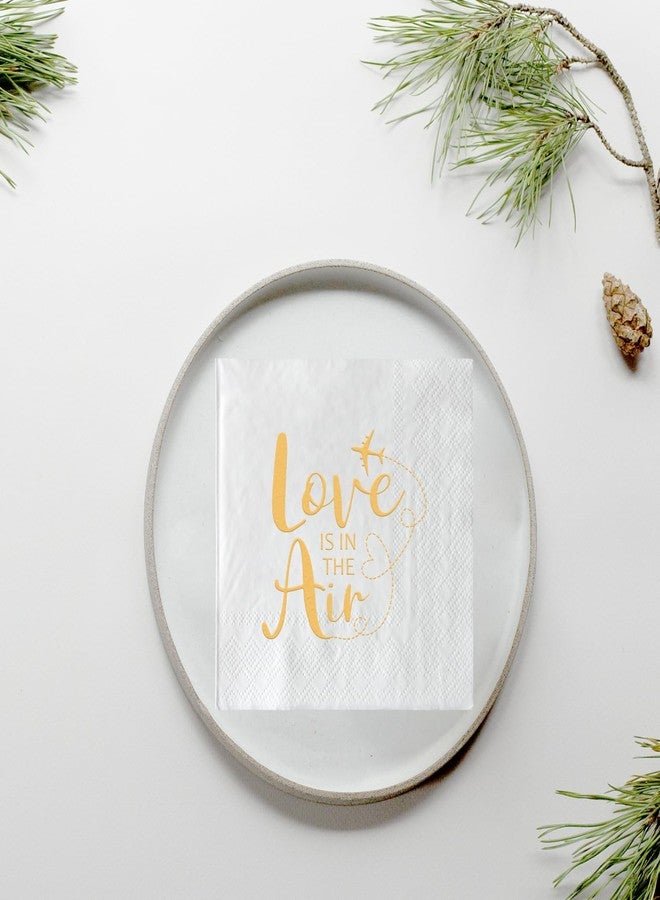 ZLPDS Love is In the Air Napkins Gold Foil and White Wedding Napkins Airplane 50 Pack of Paper Bar Berverage Cocktail Napkins for Wedding Engagement Bachelorette Bridal Shower Party Decorations 3 Ply - Image 4