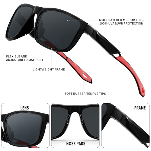 Karsaer Classic Polarized Sunglasses For Men Mirrored Lens Square Sports Cycling Glasses E1190 - Image 4