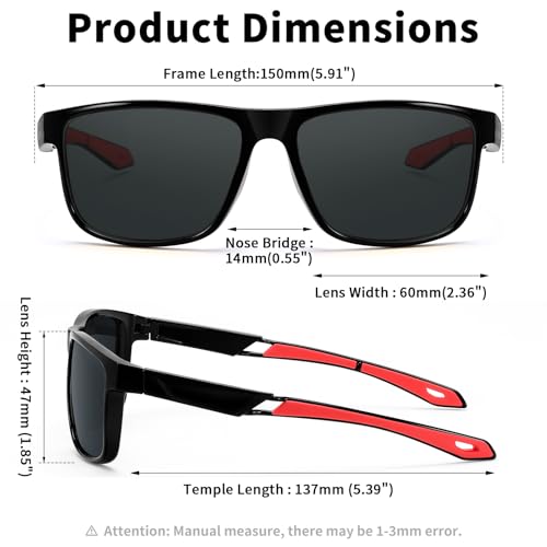 Karsaer Classic Polarized Sunglasses For Men Mirrored Lens Square Sports Cycling Glasses E1190 - Image 5