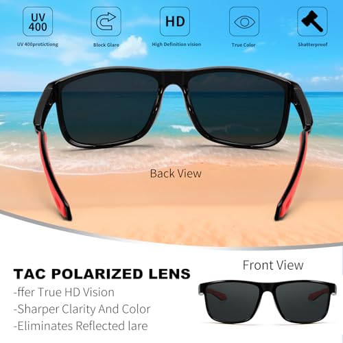 Karsaer Classic Polarized Sunglasses For Men Mirrored Lens Square Sports Cycling Glasses E1190 - Image 3