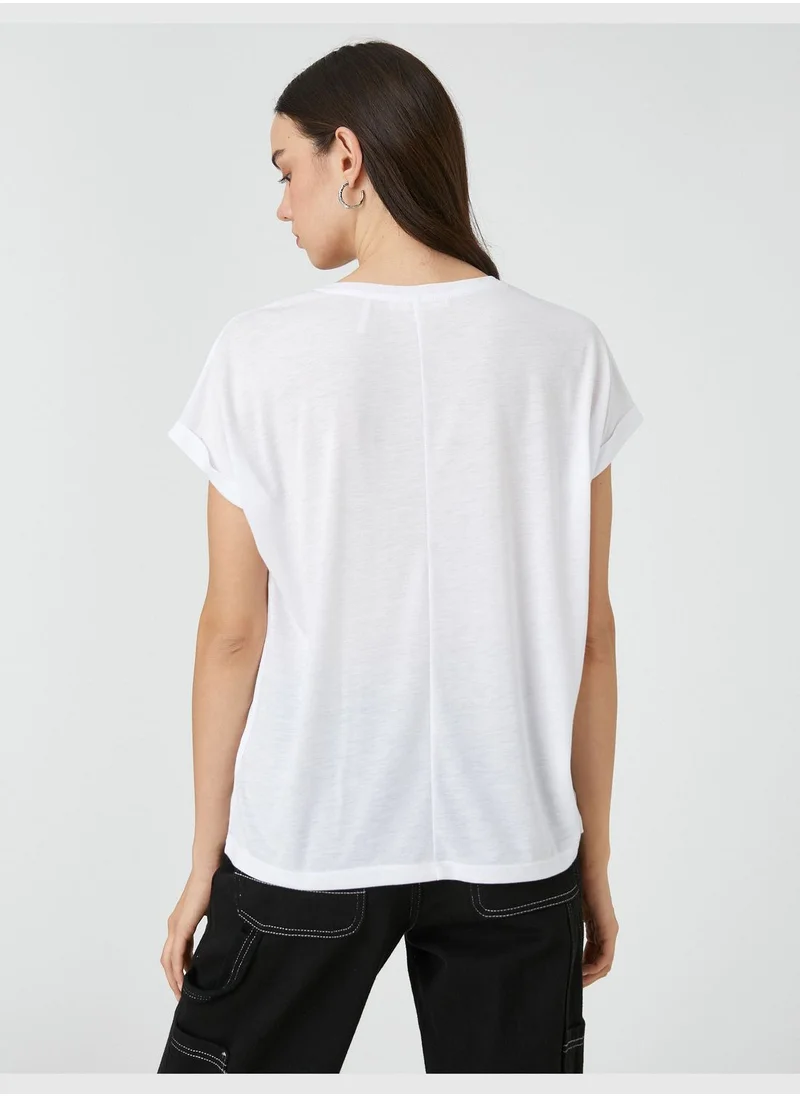 KOTON Relax Fit Short Sleeve Geometric Printed T-Shirt