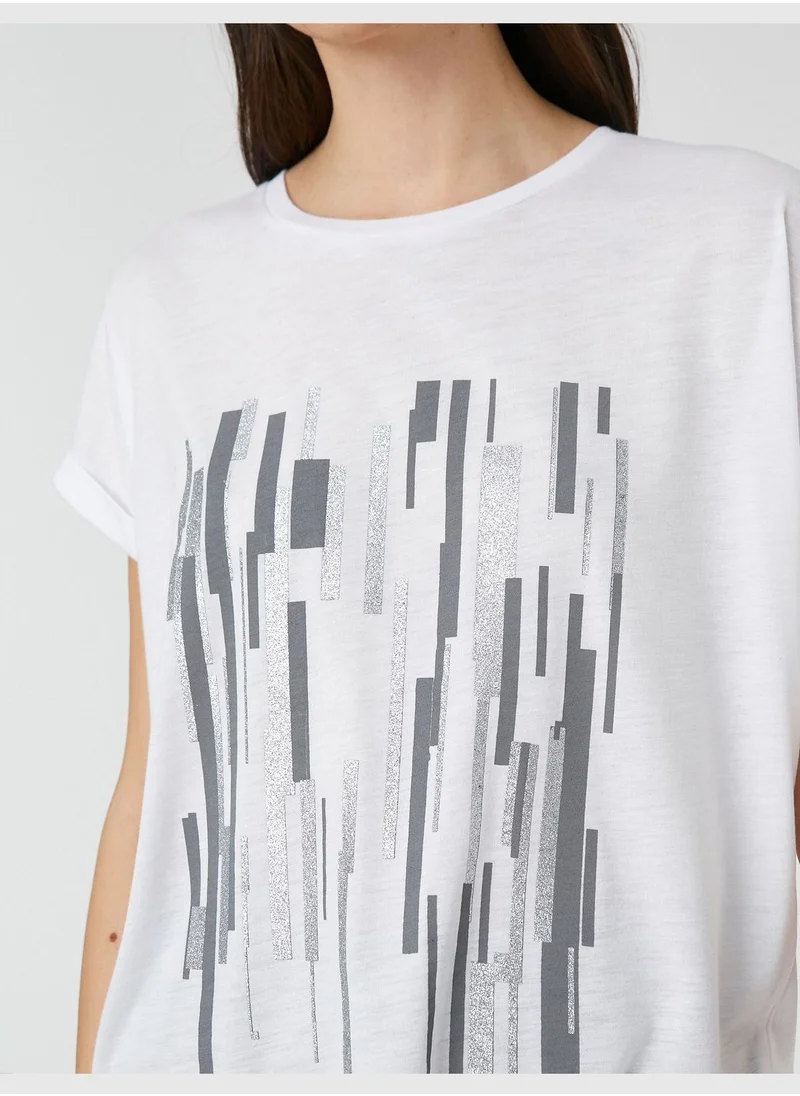 KOTON Relax Fit Short Sleeve Geometric Printed T-Shirt