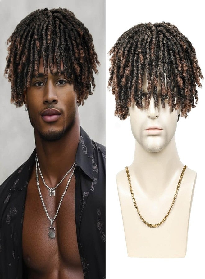 MIMAN 6 Inch Mens Short Curly Dreadlock Hair Toppers for Men Fluffy Braided Hairpieces Clip in Wiglets Hairpiece Synthetic Fuller Hair Toupee for Male T/30 Brown - Image 1