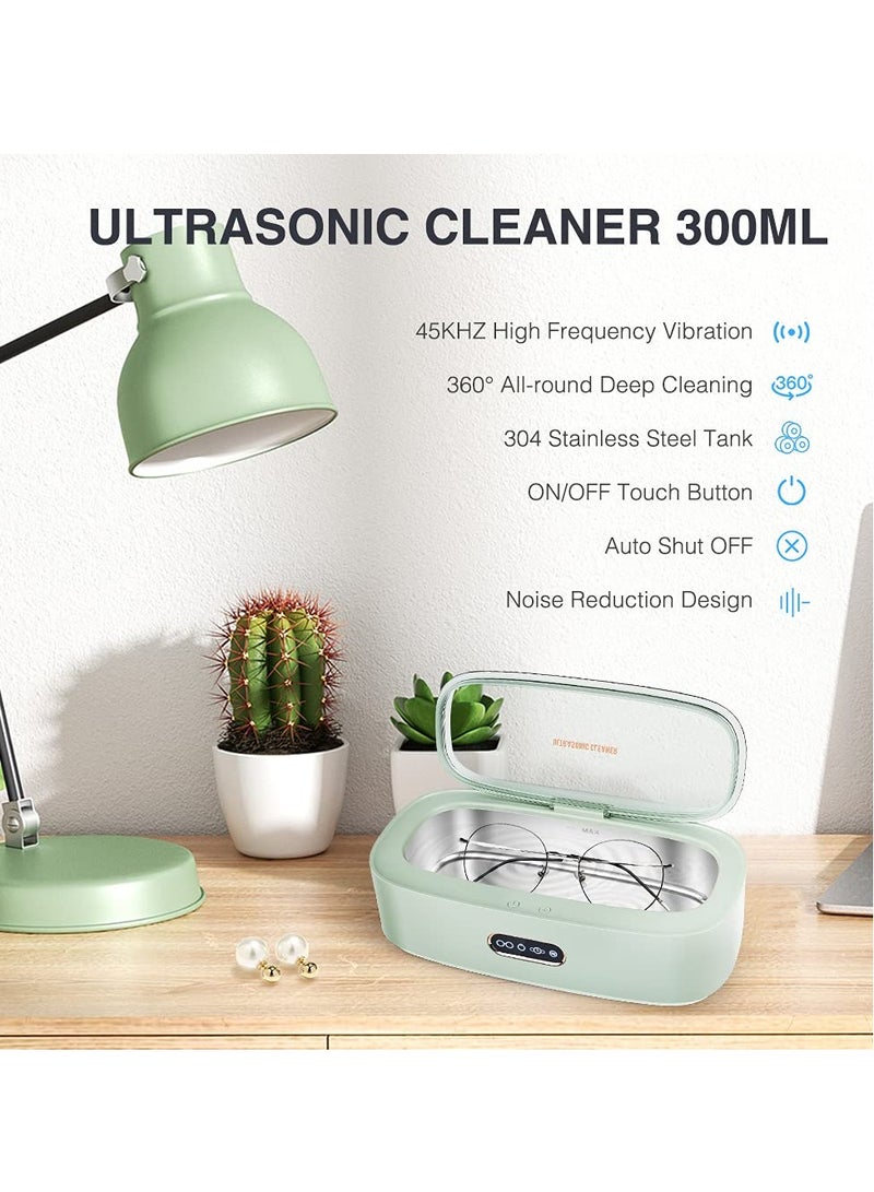 Excefore Jewelry Cleaner, Ultrasonic Eyeglasses Cleaner, Makeup Brush Cleaning Box, Stainless Steel Cleaning Machine, for Eyeglass Watches Jewelry Dentures, 300ml 4 Time Settings - Image 3