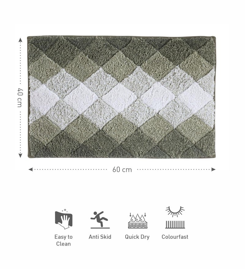 Obsessions Quick Dry Anti Skid Cotton Bath Mat (40 x 60 cm, Olive) - Image 2