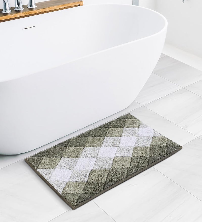 Obsessions Quick Dry Anti Skid Cotton Bath Mat (40 x 60 cm, Olive) - Image 1