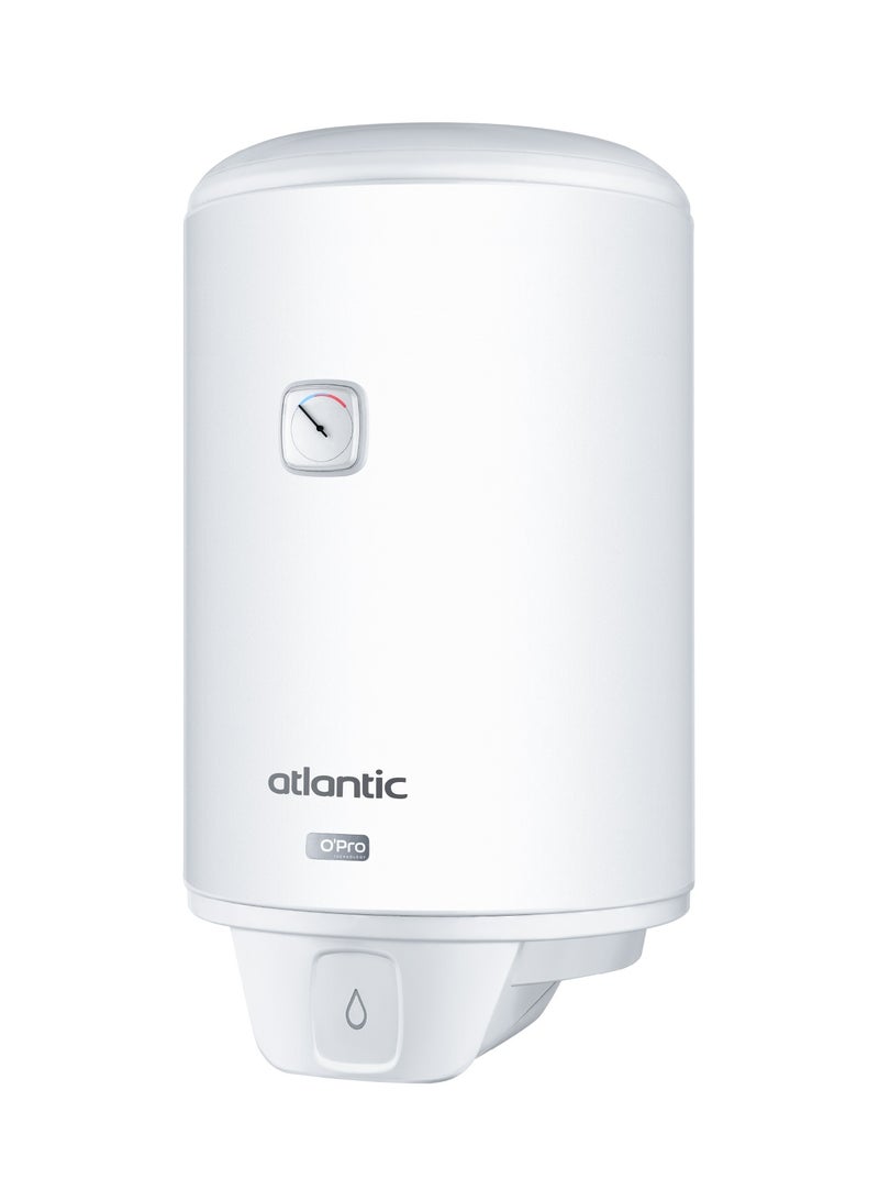 أتلانتيك سخان مياه كهربائي 80 لتر، 2000 واط، O'pro، عمودي، خزان مطلي بالمينا الماسي، عازل رغوي خالٍ من مركبات الكلوروفلوروكربون، عنصر تسخين نحاسي، مقبض تحكم، أبيض - Image 2
