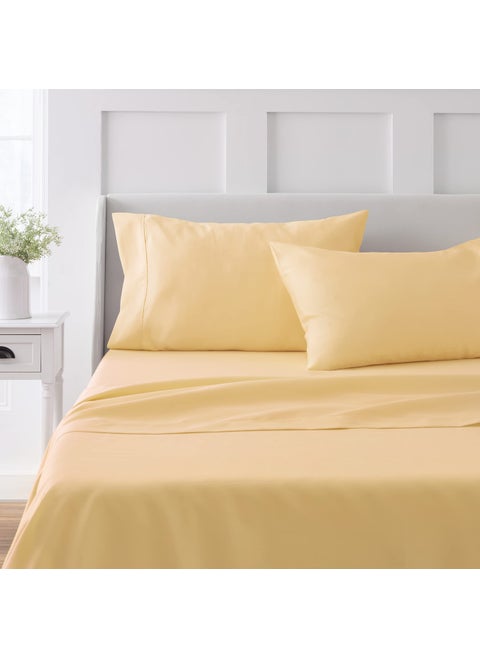MARTHA STEWART 100 Cotton King Sheet Set  4 Piece Soft Smooth Durable Easy Care 16 Deep Pocket Sheets Bedding Sheet Sateen Sheet 1 Flat 1 Fitted 2 Pillowcases Yellow