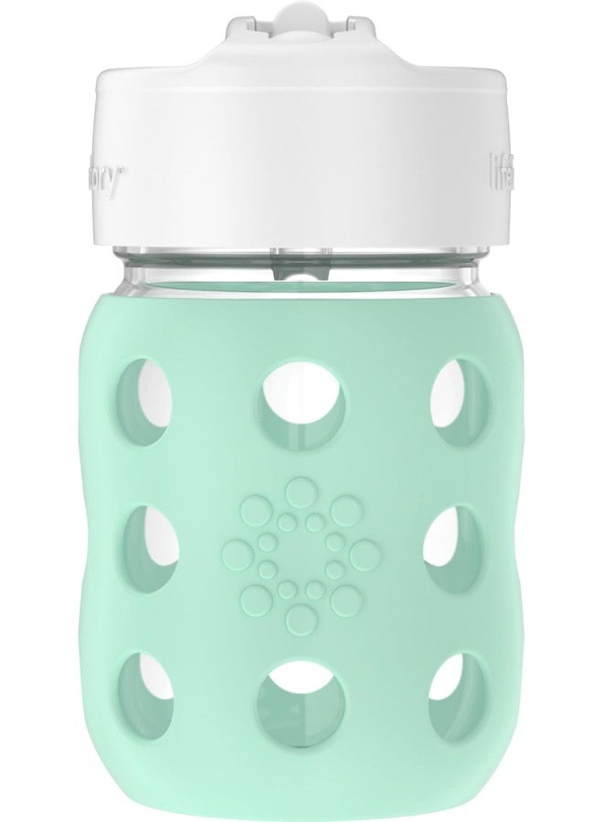 lifefactory زجاجة حليب للأطفال بسعة 8 أونصات من لايف فاكتوري بفتحة واسعة مع غلاف سيليكون واقي وغطاء قشة قابل للتدوير، نعناعي - Image 2