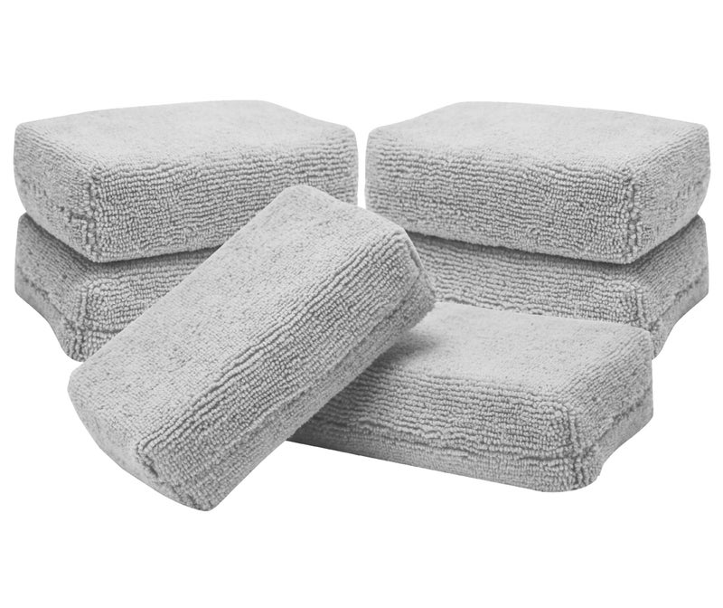 VIKING Microfiber Applicator Pads, Rectangular Polishing Pad, Cleaning Pads for Car Detailing, 3 Inch x 5 Inch, Grey, 6 Pack - Image 1