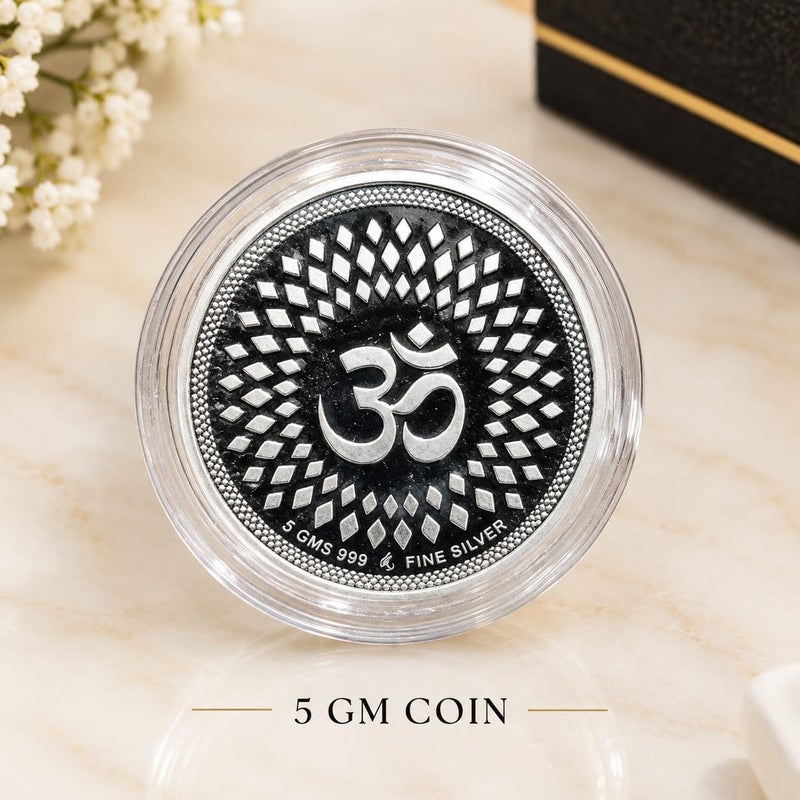 KHUSHBOO JEWELS 5G 999 FINE PURE SILVER LAKSHMI GANESHA SARASWATI COLOURED COIN - Image 2