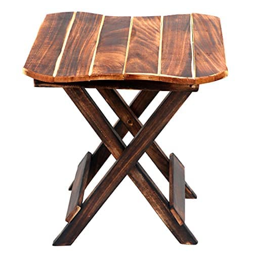Etiquette Art Wooden Folding Side Table - Antique Handmade Foldable Coffee Table for Living Room, Garden, Outdoor - Corner Table/Bedside Stool for Bedroom (Square 12IN) - Image 5