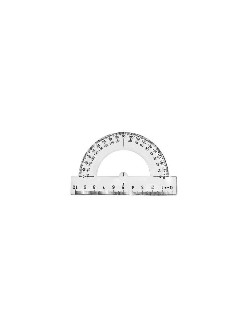 ارك منقلة هندسية بلاستيكية من آرك ARK مقاس 10 سم قياس 180 درجة شفافة مع مسطرة مدمجة - قطعة واحدة - Image 2